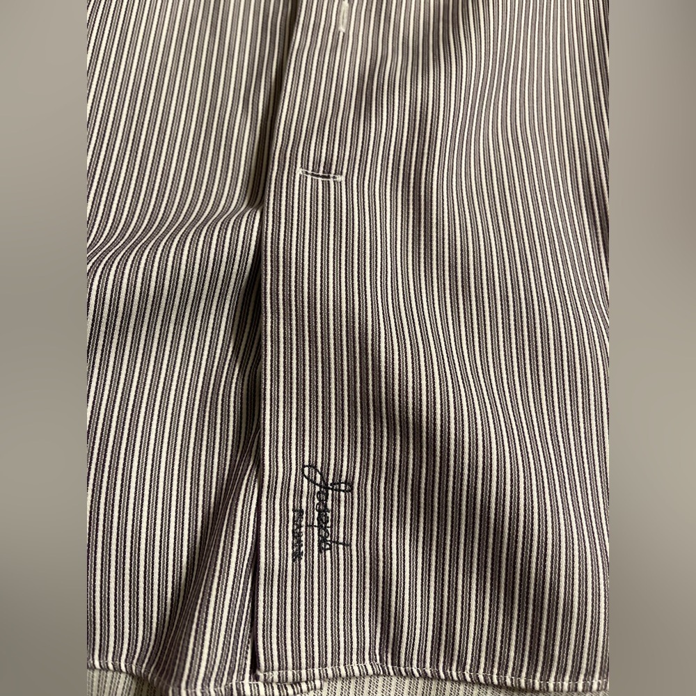 Jos A Bank gray and white striped dress shirt. Size 16 1/2 : 36 - Picture 3 of 4